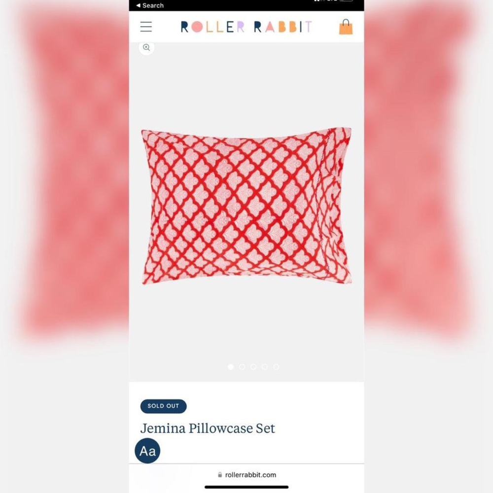 Roller rabbit Jenna Print pillow cases in color red